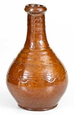 Glazed Redware Bottle, Inscribed