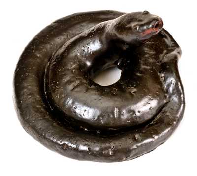 Rare Stoneware Snake Doorstop, probably Jane Lew, West Virginia