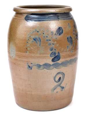 Two-Gallon Western PA Stoneware with Cobalt Floral Decoration, circa 1870.