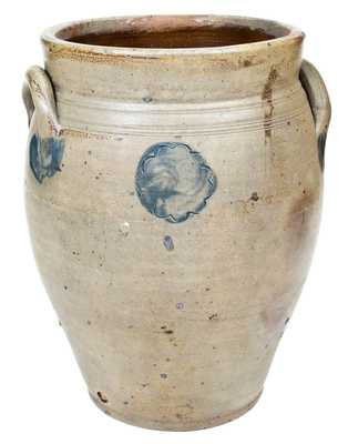 Two-Gallon Stoneware Jar w/ Impressed Floral Motif, NJ or poss. Josiah Chapman, Troy, NY