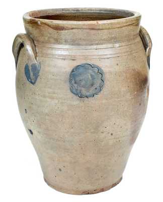 Two-Gallon Stoneware Jar w/ Impressed Floral Motif, NJ or poss. Josiah Chapman, Troy, NY