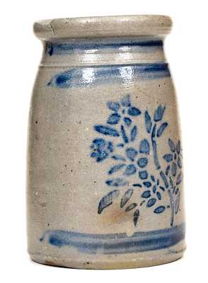 Southwestern PA Stoneware Jar w/ Stenciled Plant Motif