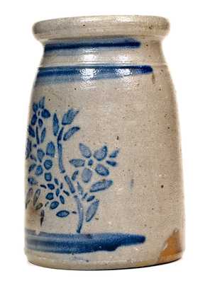 Southwestern PA Stoneware Jar w/ Stenciled Plant Motif