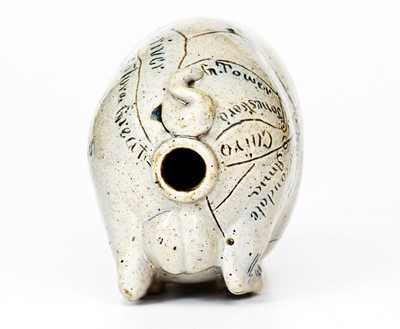 Fine Anna Pottery Salt-Glazed 1887 Pig Flask, 