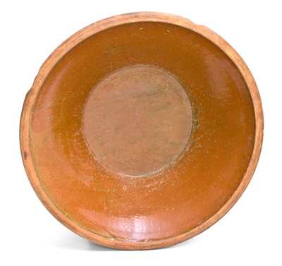 Rare F.T. WRIGHT / TAUNTON, MASS. Large-Sized Redware Bowl