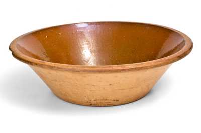 Rare F.T. WRIGHT / TAUNTON, MASS. Large-Sized Redware Bowl