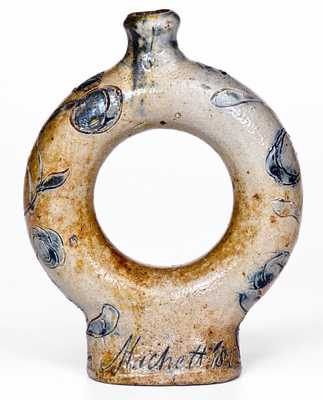 Important Peter Machett / 1812 Stoneware Ring Flask, New York City area