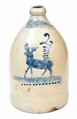 Excellent J.C. WAELDE / NORTH BAY, New York Stoneware Deer Jug