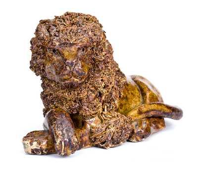 Rare Philadelphia Earthenware Pottery Lion Figure, John Fritz