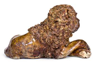 Rare Philadelphia Earthenware Pottery Lion Figure, John Fritz