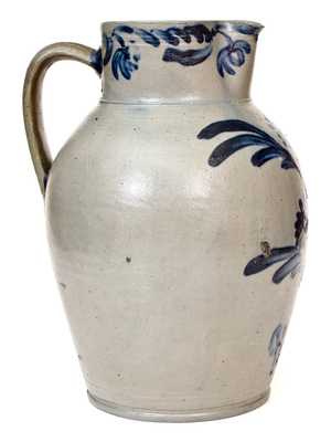 Outstanding 3 Gal. Stoneware Pitcher with Flowering Urn Decoration, Baltimore, circa 1825