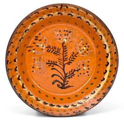 Very Rare Alamance County, NC Redware Bowl, circa 1820-40