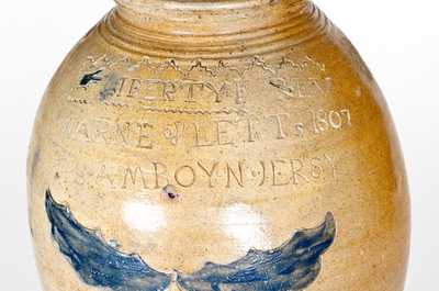 Outstanding LIBERTY FOREV / WARNE & LETTs 1807 / S. AMBOY. N. JERSY Jar