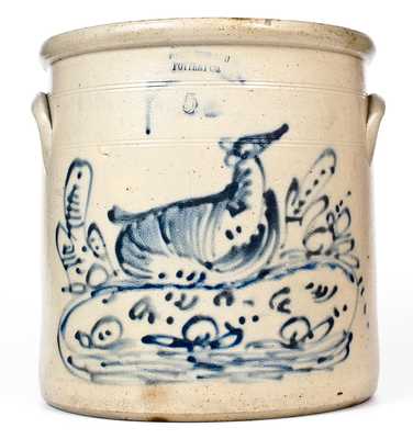 Rare FORT EDWARD POTTERY CO. Elaborate Stoneware Reclining Doe Crock