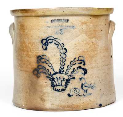 Rare SOMERSET POTTERS' WORKS "Easter Basket" Crock, Bird and Egg Decoration