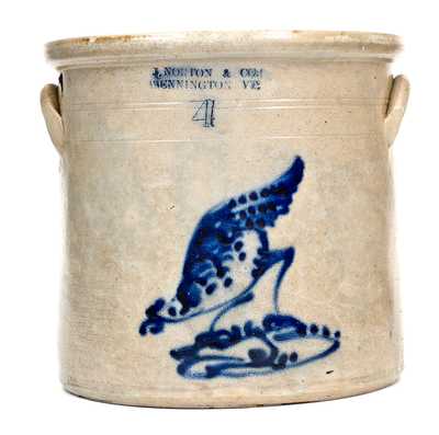 4 Gal. J. NORTON & CO. / BENNINGTON, VT Stoneware Chicken Crock