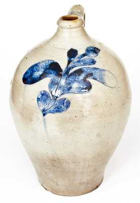 Manhattan Stoneware Jug with Bold Incised Floral Decoration, circa 1800