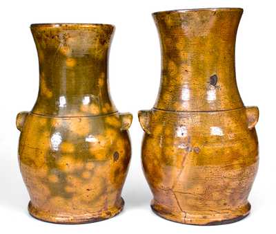 Extremely Rare Pair of WINCHESTER / POTTERIES / VA Redware Porch Vases