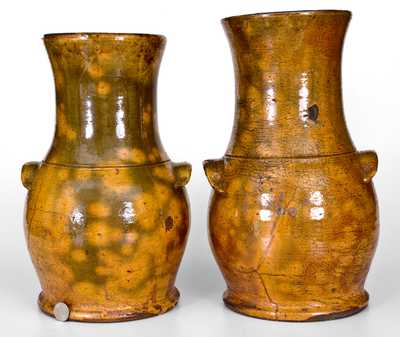 Extremely Rare Pair of WINCHESTER / POTTERIES / VA Redware Porch Vases