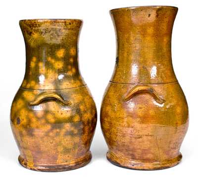 Extremely Rare Pair of WINCHESTER / POTTERIES / VA Redware Porch Vases