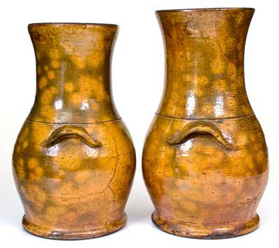 Extremely Rare Pair of WINCHESTER / POTTERIES / VA Redware Porch Vases