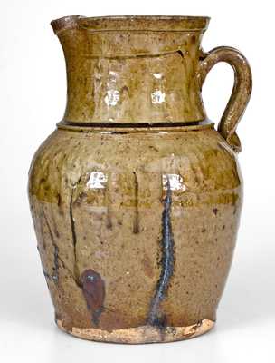 Alkaline-Glazed Stoneware Pitcher, att. W.F. Hahn, Edgefield, SC