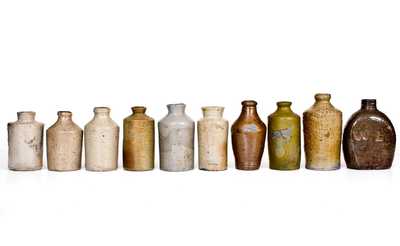 Lot of 10: Stoneware Flask Mark