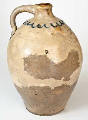 Early Capital District, NY Stoneware Jug w/ Folky Incised Floral Design