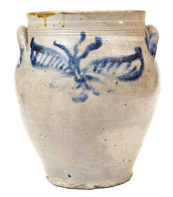 Early Capital District, New York Stoneware Jar w/ Large Floral Decoration