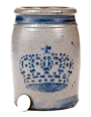 Rare One-Quart Western PA Stoneware Canning Jar w/ Stenciled Crown