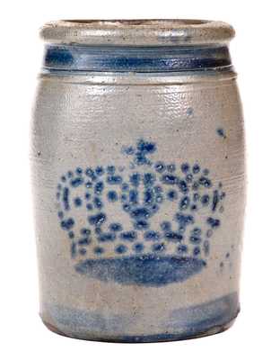 Rare One-Quart Western PA Stoneware Canning Jar w/ Stenciled Crown