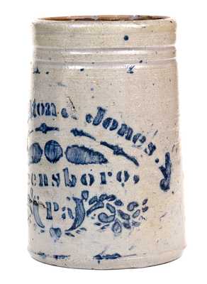 One-Quart Hamilton & Jones / Greensboro, PA Stoneware Canning Jar w/ Stenciled Decoration