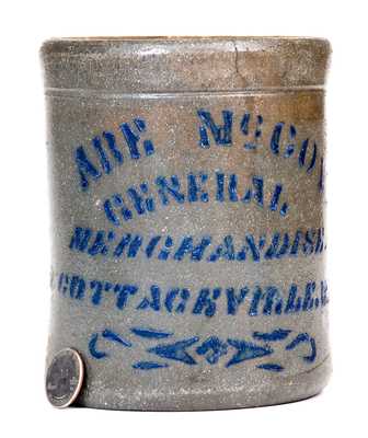 Rare COTTAGEVILLE, W. VA Stoneware Canning Jar (Western PA Origin)