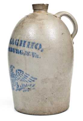 A. P. DONAGHHO / PARKERSBURG, W. VA Stoneware Jug w/ Stenciled Eagle Decoration