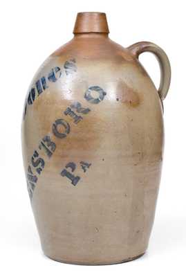 Fine Hamilton & Jones / Greensboro, PA Stoneware Jug with Bold Stenciled Name