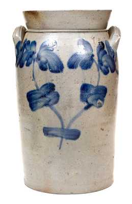 1 1/2 Gal. Baltimore Stoneware Churn with Floral Decoration, circa 1850