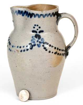 Very Fine One-Quart Stoneware Pitcher att. Morgan & Amoss, Baltimore, MD, circa 1820