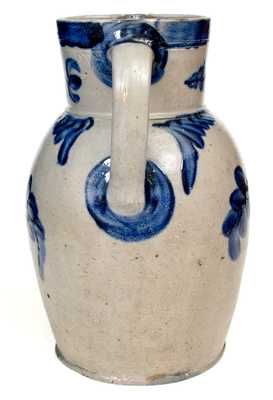 Outstanding Baltimore Stoneware Two-Gallon Pitcher w/ Elaborate Cobalt Floral Decoration