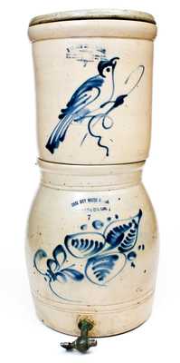Very Unusual GATE CITY WATER COOLER Two-Piece Filter with Bird Decoration