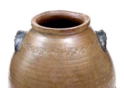 Attrib. Paul Cushman, Albany, NY Stoneware Jar with Coggled Decoration, circa 1810