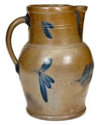 Attrib. R.J. Grier, Chester County, PA Stoneware Pitcher with Floral Decoration