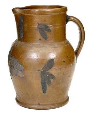 Attrib. R.J. Grier, Chester County, PA Stoneware Pitcher with Floral Decoration