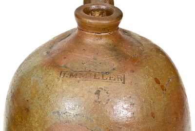 Lot of Two: Rare Marked Stoneware Jugs, J. A. C. (J. A. Craven, NC) and J. M. MILLER (Ohio)