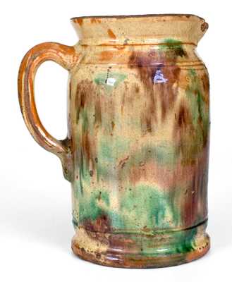 S. BELL & SON / STRASBURG, VA Multi-Glazed Redware Tankard Pitcher