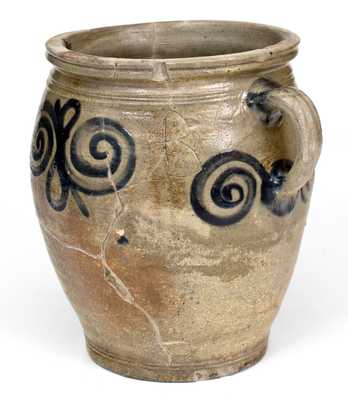 Very Rare 18th Century Watch Spring Stoneware Jar with Incised 