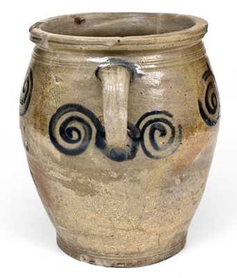 Very Rare 18th Century Watch Spring Stoneware Jar with Incised 