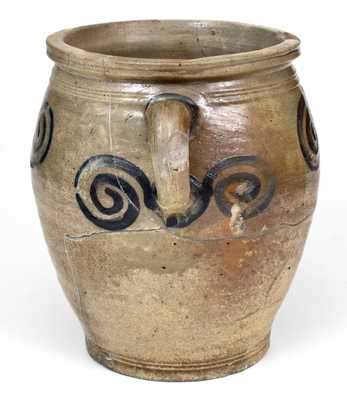 Very Rare 18th Century Watch Spring Stoneware Jar with Incised 