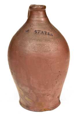 Very Rare W. STATES, Stonington, CT Quart-Sized Stoneware Jug