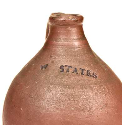 Very Rare W. STATES, Stonington, CT Quart-Sized Stoneware Jug