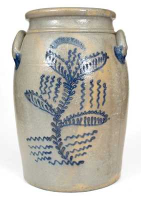 4 Gal. J. WEAVER, Beaver, PA, Stoneware Jar with Elaborate Slip-Trailed Decoration